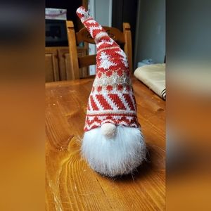 11" Christmas Gnome. Knitted bendable Christmas hat.